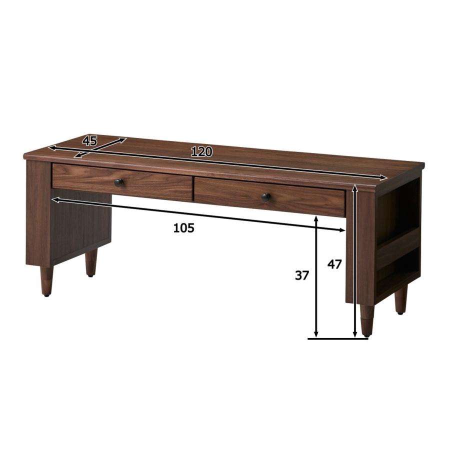 センターテーブル 幅120 奥行45 高さ47cm 突板オーク ウォールナット