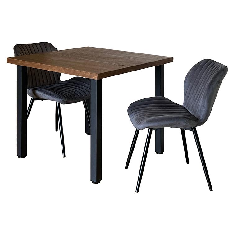 ダイニングテーブル 幅80cm テーブル 正方形 天然木 アイアン脚