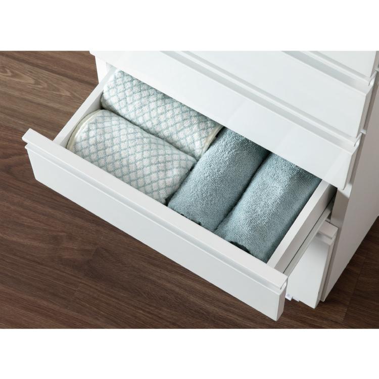 【正規販売店】 一生紀 サニタリーチェスト 完成品 幅45 奥行30 高さ90 DRITTO キャスター付き ランドリーチェスト 鏡面 ホワイト 白 スリム ランドリーラック 代引不可 【1954354873】(11450円)