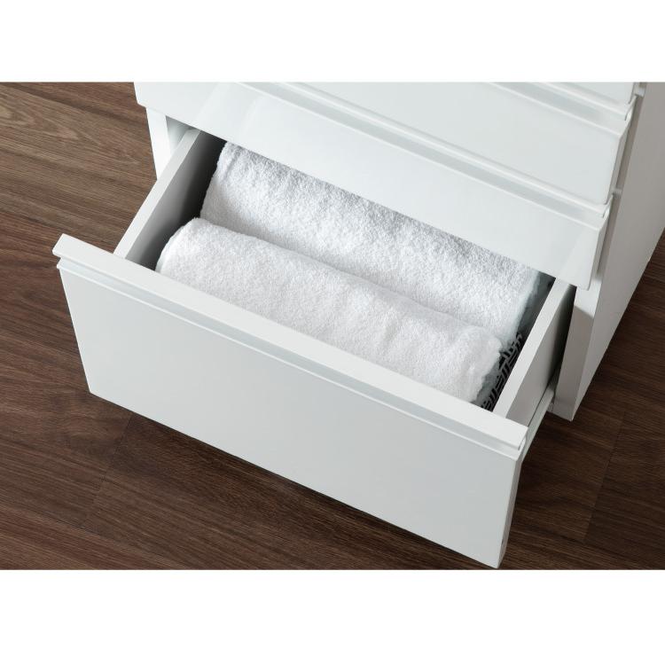 【正規販売店】 一生紀 サニタリーチェスト 完成品 幅45 奥行30 高さ90 DRITTO キャスター付き ランドリーチェスト 鏡面 ホワイト 白 スリム ランドリーラック 代引不可 【1954354873】(11450円)