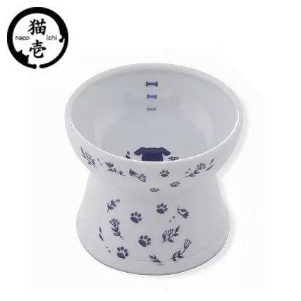 売れ筋 猫壱 脚付フードボウル ネイビー すべり止めシリコン付き 犬柄 犬用