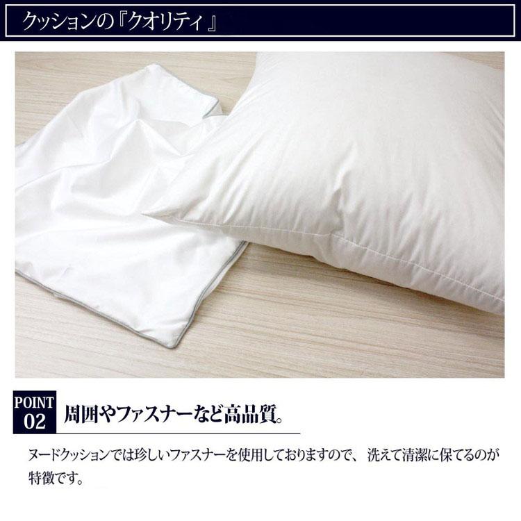 機能クッションブランドandmore ダウンクッション 60×60cm 中身 ヌードクッション ダウン フェザー 中材 羽毛 座布団 シート 背あて 代引不可の画像