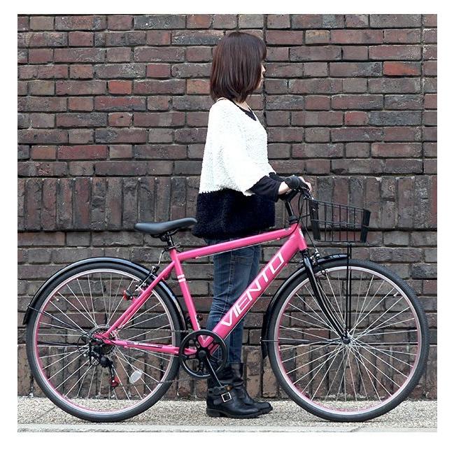VIENTO 自転車 26インチ クロスバイク シマノ製6段ギア 前カゴ