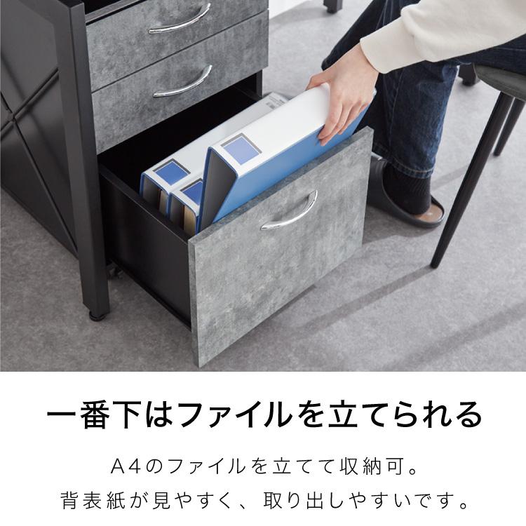 パソコンデスク ワゴンセット 幅120cm 可動式ミニ鉄板付き 石目調