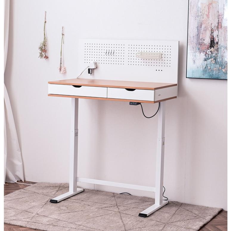 電動昇降デスク 幅100cm 引き出し2個 クランプ固定式コンセント 電動昇降デスク 幅100cm 引き出し2個 クランプ固定式コンセント