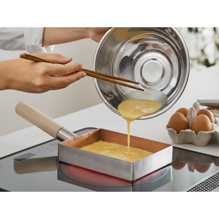 銅製卵焼き器 120mm 木製ハンドル付き 日本製 燕三条 銅の卵焼き器 20年保証 銅製 卵焼き器 IH対応 フジノス