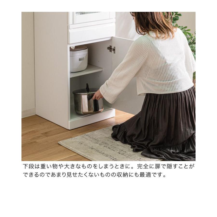 食器棚　白色　エナメル調　高さ180㎝×幅58.5㎝×奥行41㎝　キッチン収納　札幌　西岡店 食器棚 完成品 レンジボード 国産 大川家具 幅60 高さ180 キッチン
