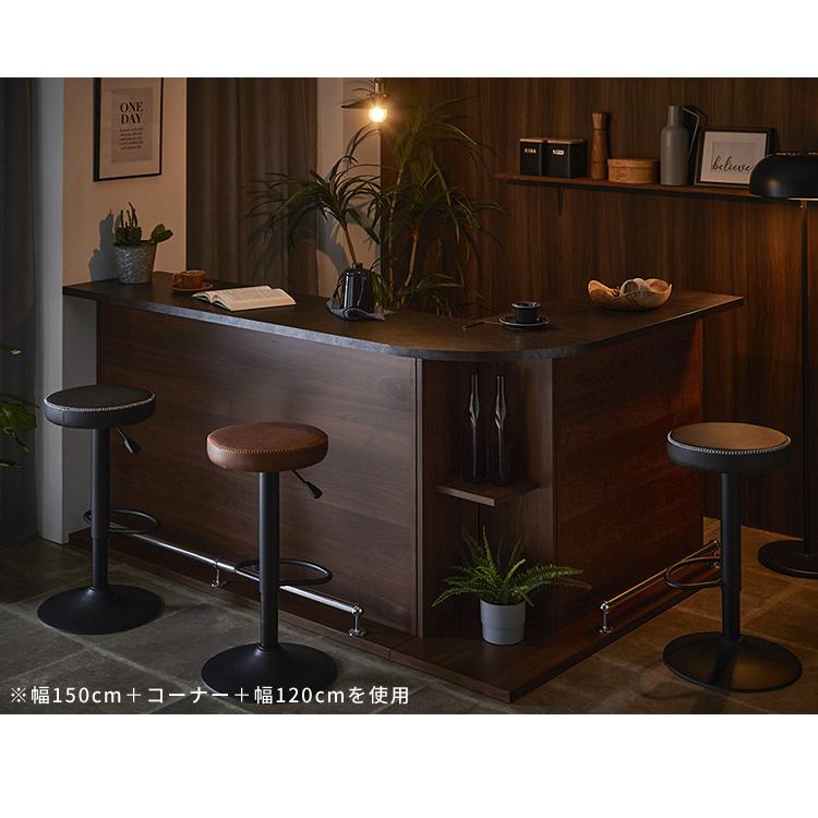 バーカウンター コーナーカウンター コーナー 石目調 木目 国産 モダン
