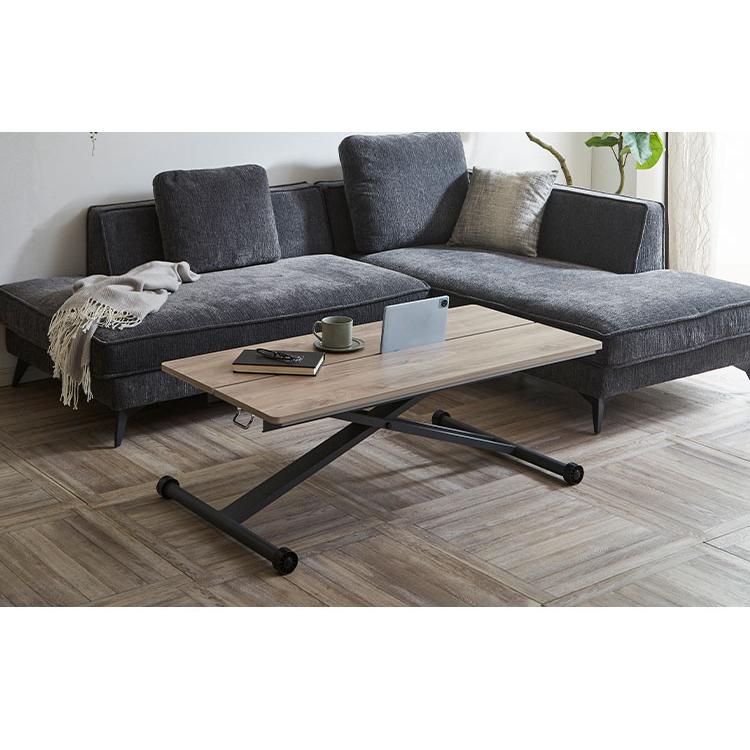 リフトテーブル 昇降式テーブル 幅120cm メラミン天板 高さ調節 ロー