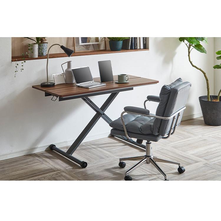 リフトテーブル 昇降式テーブル 幅120cm メラミン天板 高さ調節 ロー