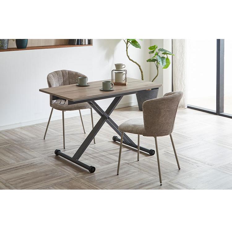 リフトテーブル 昇降式テーブル 幅120cm メラミン天板 高さ調節 ロー