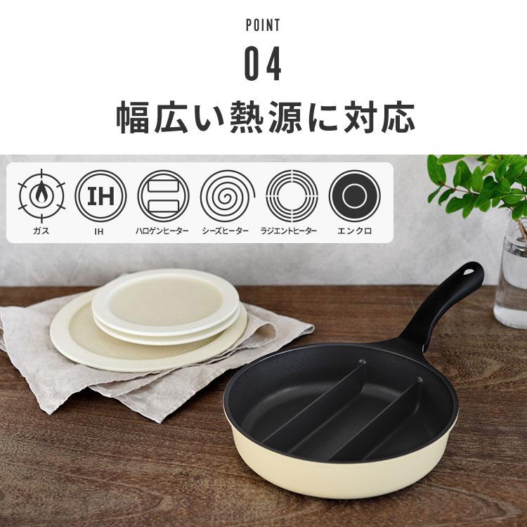 センターエッグトリプルパンmini 20cm 深型 仕切り付き フライパン IH
