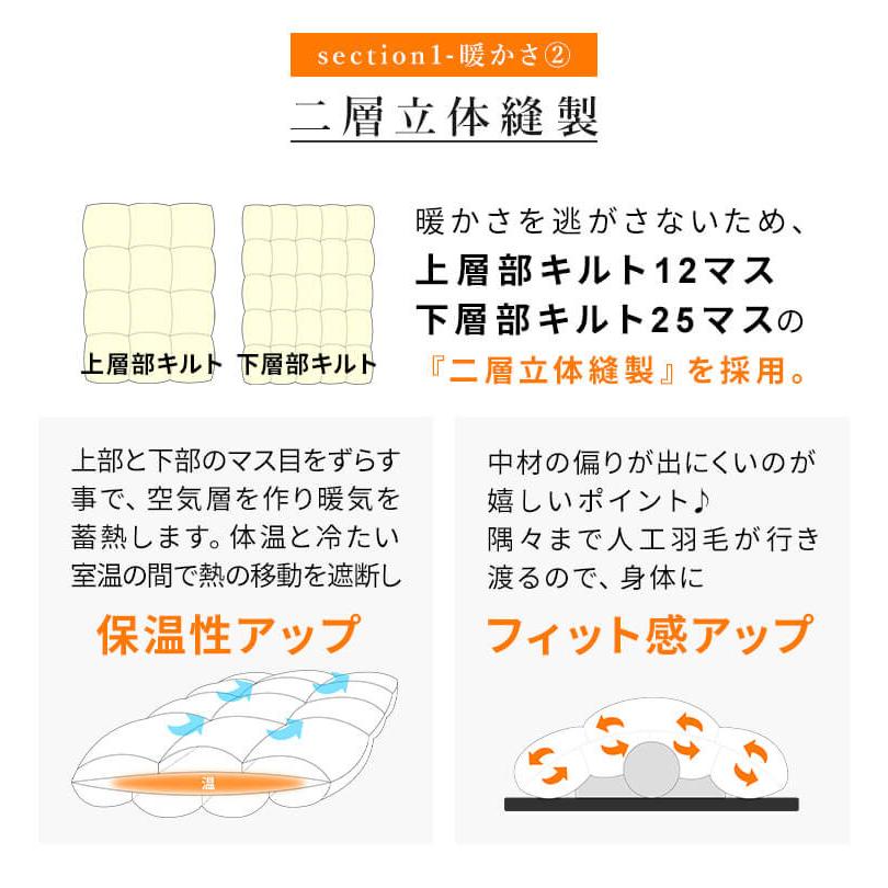 人工羽毛布団 クイーンロング 220×210cm 掛け布団 寝具 洗濯可能 眠り