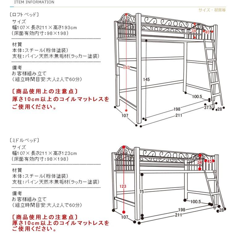 クラシック調ロフトベッド シングル ベリーズ ロフト ベッド 子供