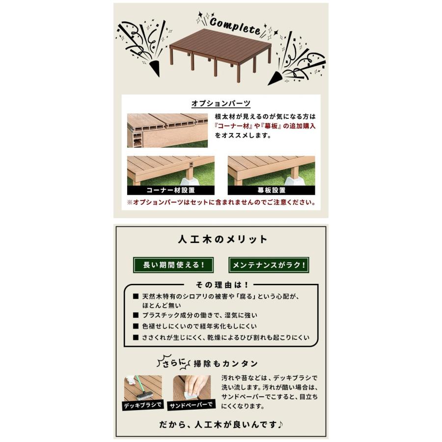 デッキ 人工木 273.1×200cm 1.5間サイズ ガーデニング テラス 人工木デッキ DIY キット ウッドデッキ ガーデンデッキ ステージ 縁台 エクステリア 代引不可の画像