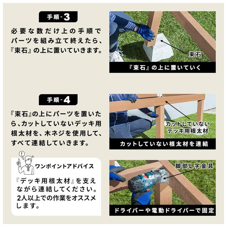 ウッドデッキ 人工木 364.3×200cm 2間サイズ 人工木デッキ ガーデニング DIY キット 腐食しない 庭 デッキ ガーデンデッキ ステージ 縁台 代引不可｜recommendo｜13