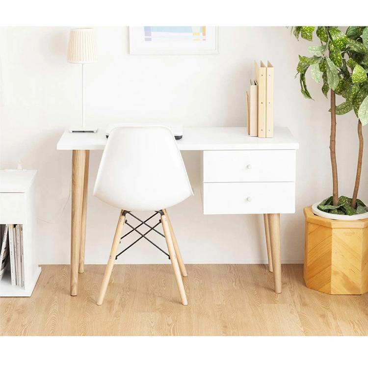 引き出し2杯付き 北欧調 スリムデスク 幅105cm 木製スリムデスク