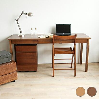 タモ天然木無垢 北欧調引出し付デスク 幅155 省スペースタイプ大人用