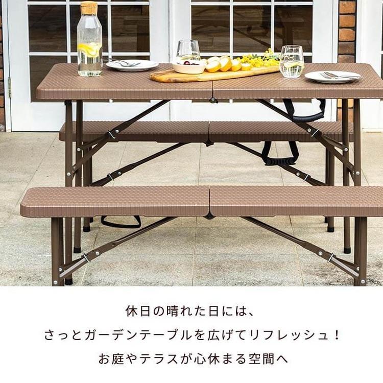 ラタン調 折りたたみ ガーデン 3点セット マカティ 幅122cm 折りたたみテーブル 折りたたみチェア セット アウトドア テーブル アウトドアチェア 代引不可｜recommendo｜04