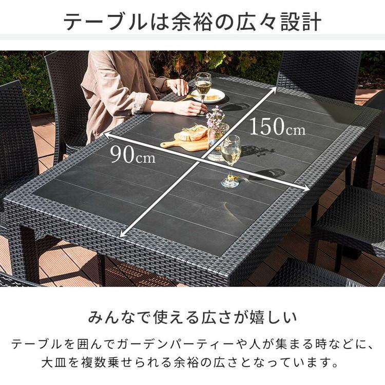 ラタン調 ガーデンテーブル 幅150cm ピクシス 単品 長方形 アウトドア 