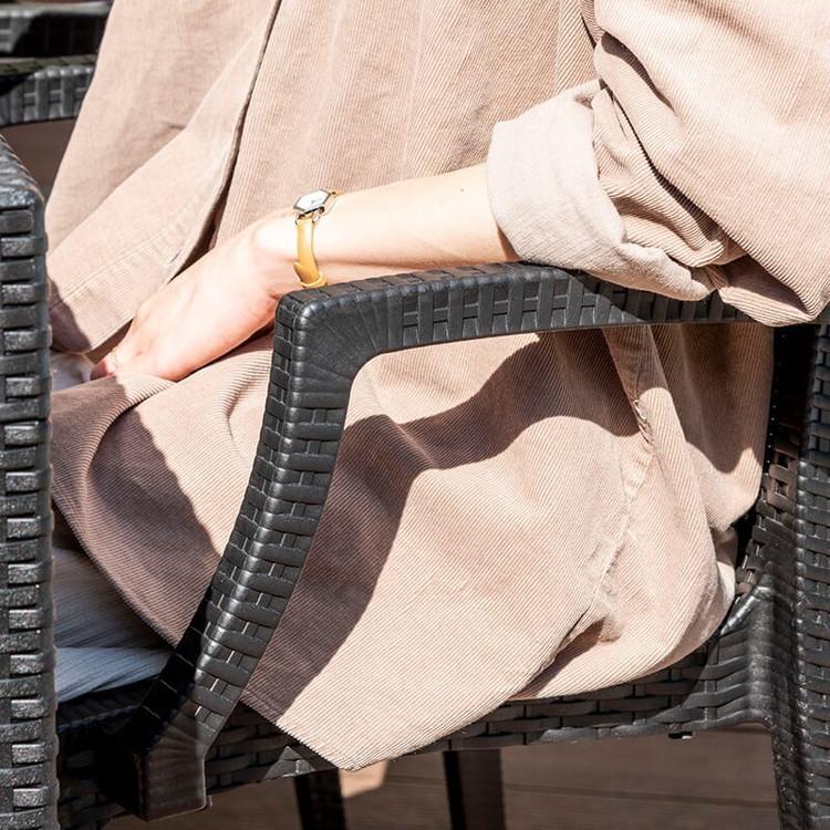 ラタン調 ガーデン 7点セット ピクシス 肘付き ガーデンチェア6脚 ガーデンテーブル 幅150cm 長方形 セット 屋外 アウトドアチェア ベランダ テラス 代引不可