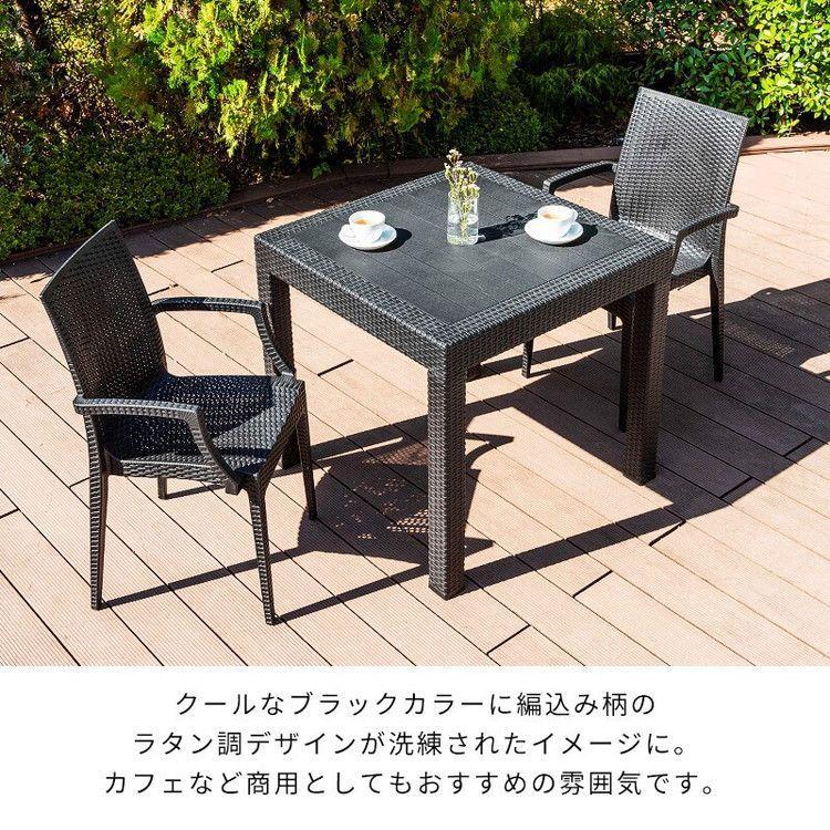 ラタン調 ガーデン 3点セット ピクシス 肘付き ガーデンチェア2脚