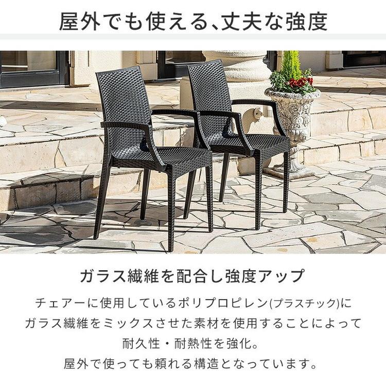 ラタン調 チェア 肘付き ピクシス 2脚セット アウトドア 椅子 屋外
