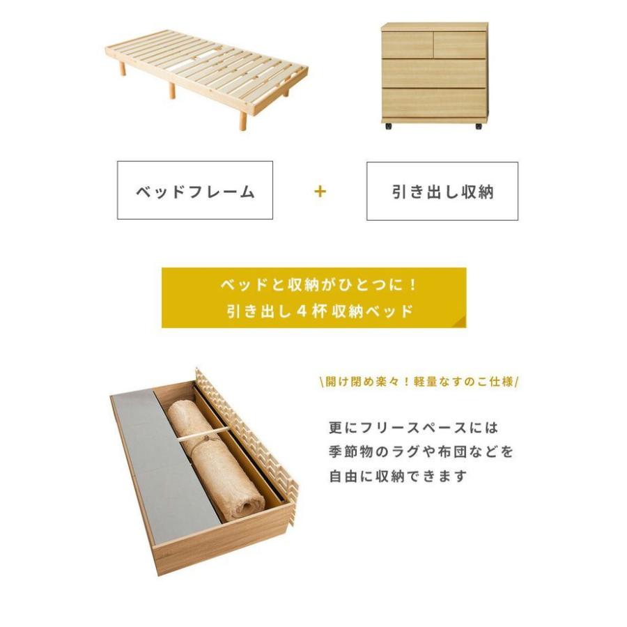 チェストベッド 収納付きベッド シングル フレームのみ ヘッドレス