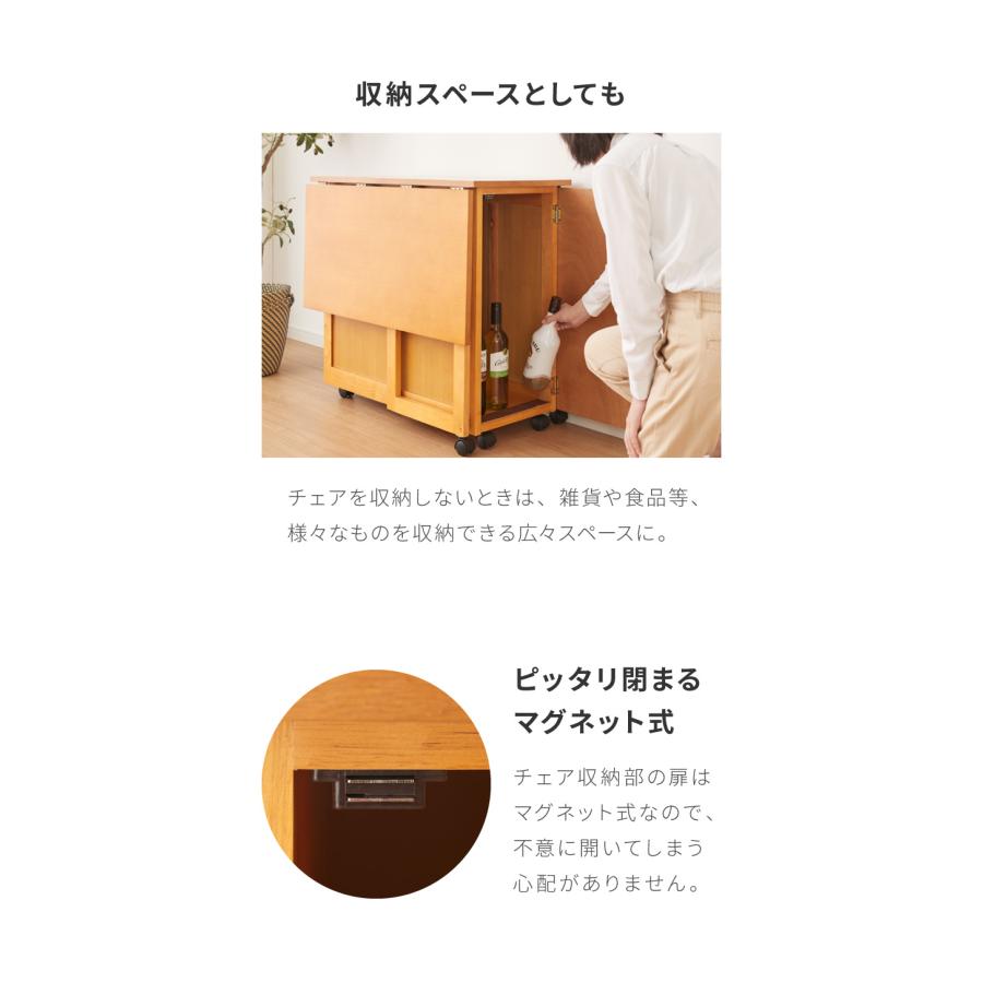 両側バタフライ ダイニングテーブル 単品 キャスター取付のみ チェア