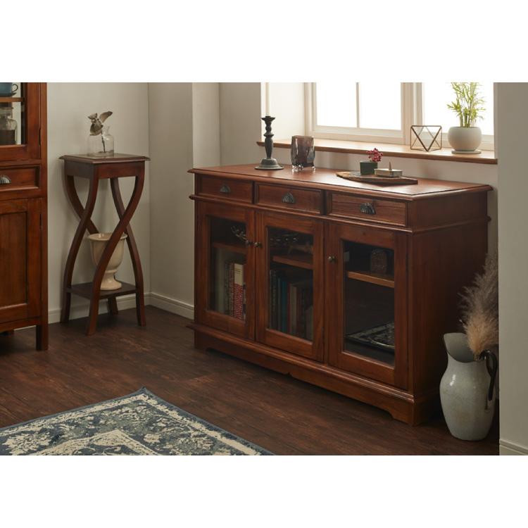 キャビネット 幅120cm ヴィンテージ 天然木 完成品 マホガニー サイド