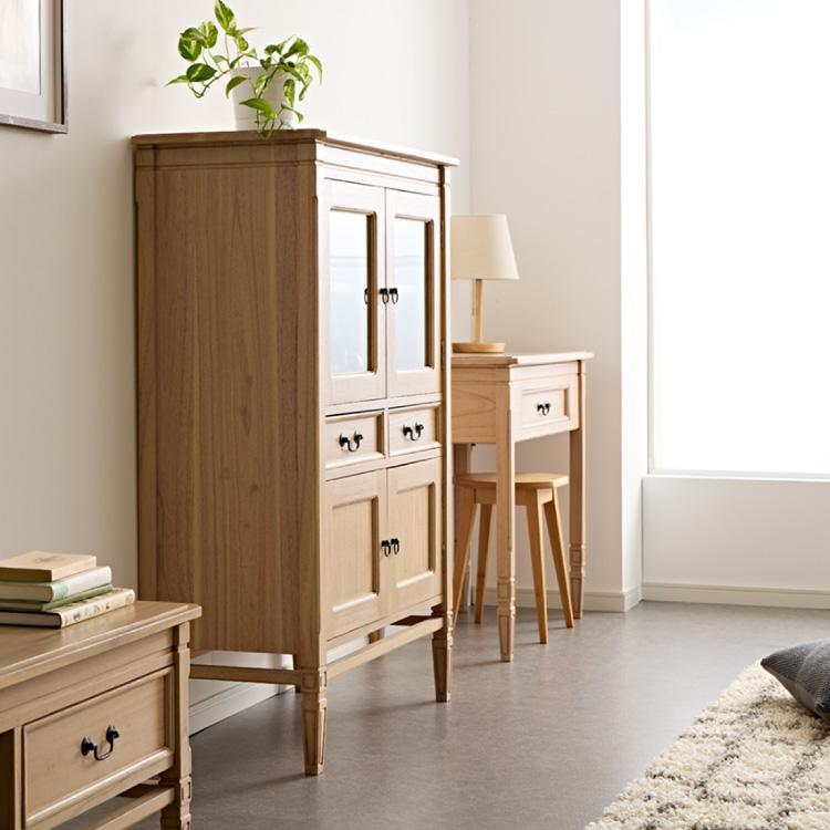 キャビネット 幅85cm 完成品 ハイキャビネット 木製 棚 収納 チェスト