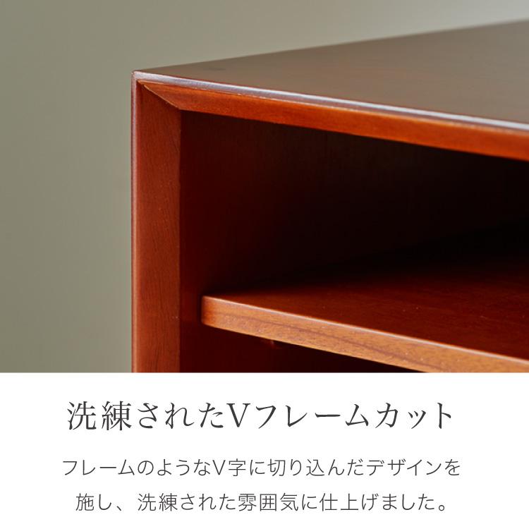 シェルフ 幅80cm 天然木 チーク材 完成品 高級感 オイル仕上げ 脚付き 収納家具 お洒落 モダン 木製 シンプル ヴィンテージ ライン ラインシリーズ 代引不可_6