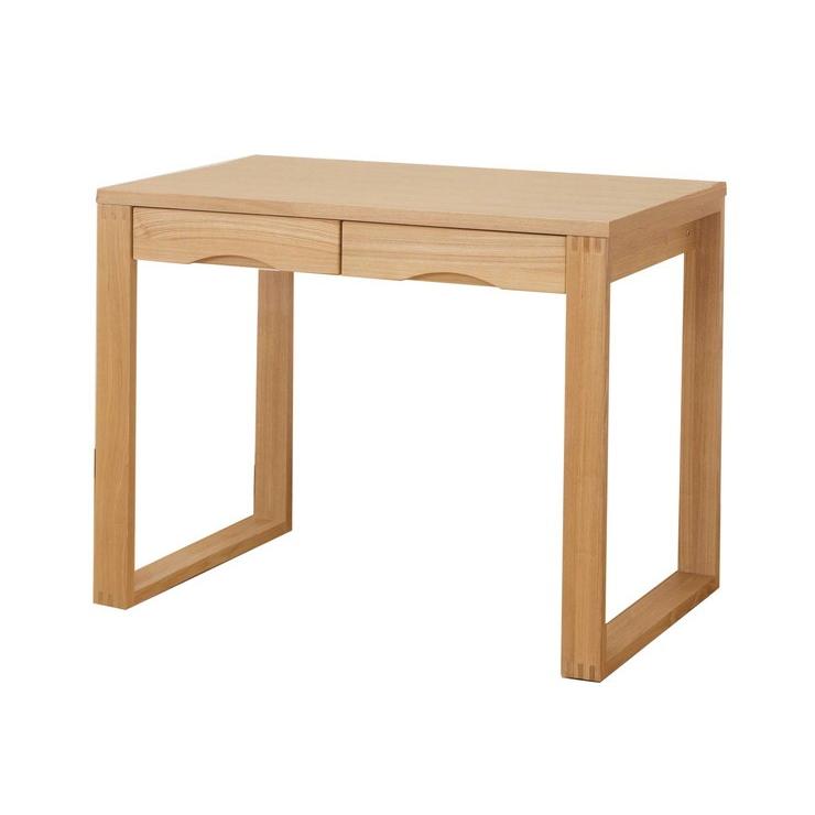 デスク 天然木タモ突板デスク 幅90cm 奥行59cm 引出し 北欧風 長机