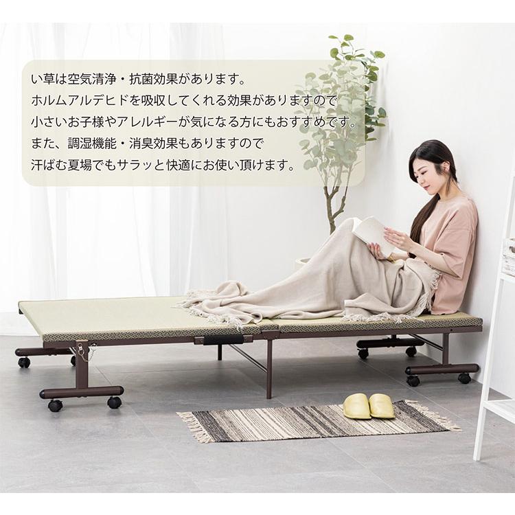 折りたたみ畳ベッド い草の香る シングルベッド 天然い草使用 折り畳み