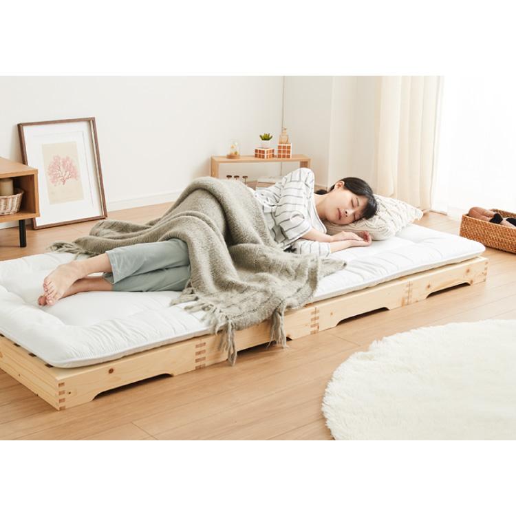 天然木 分割式ベッド シングル パイン材使用 並べて使用・重ねて 天然木 分割式ベッド シングル パイン材使用 並べて使用・重ねて