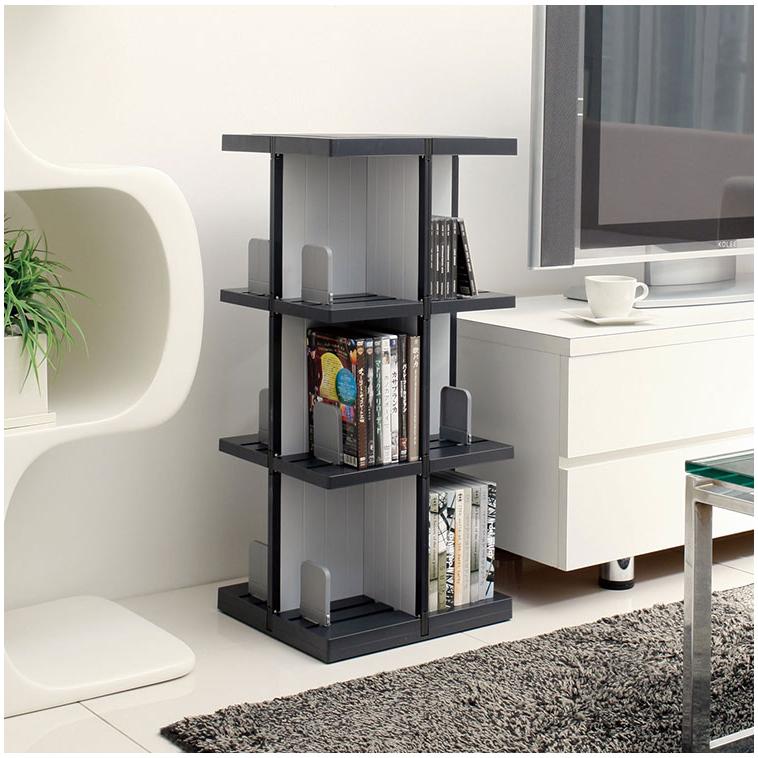 日本製 回転式ラック デビック 3段 本棚 コミック A5サイズ 同人誌 DVD