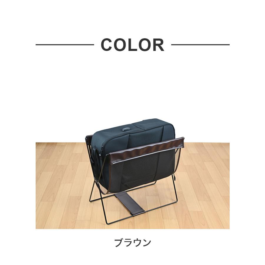 レザー調ハンモック型メッシュバスケット 荷物置き 収納 折りたたみ 省
