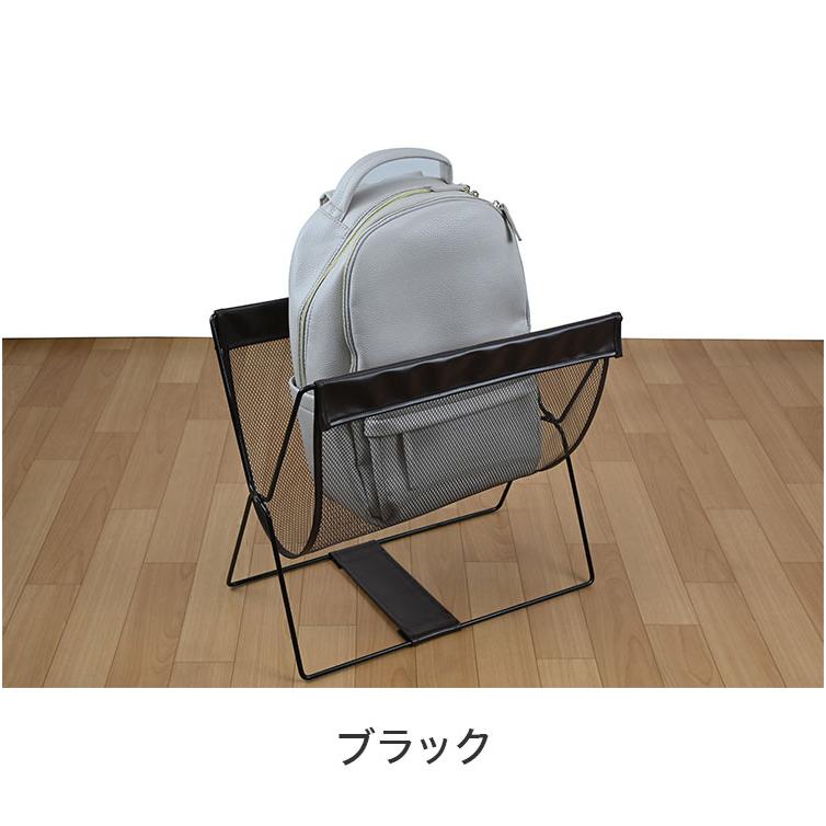 レザー調ハンモック型メッシュバスケット 荷物置き 収納 折りたたみ 省