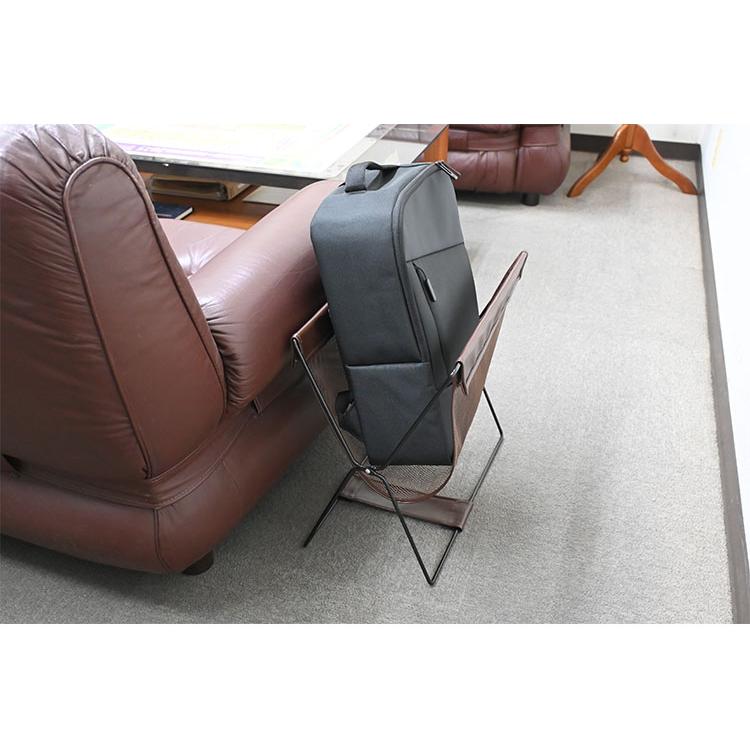 レザー調ハンモック型メッシュバスケット 荷物置き 収納 折りたたみ 省