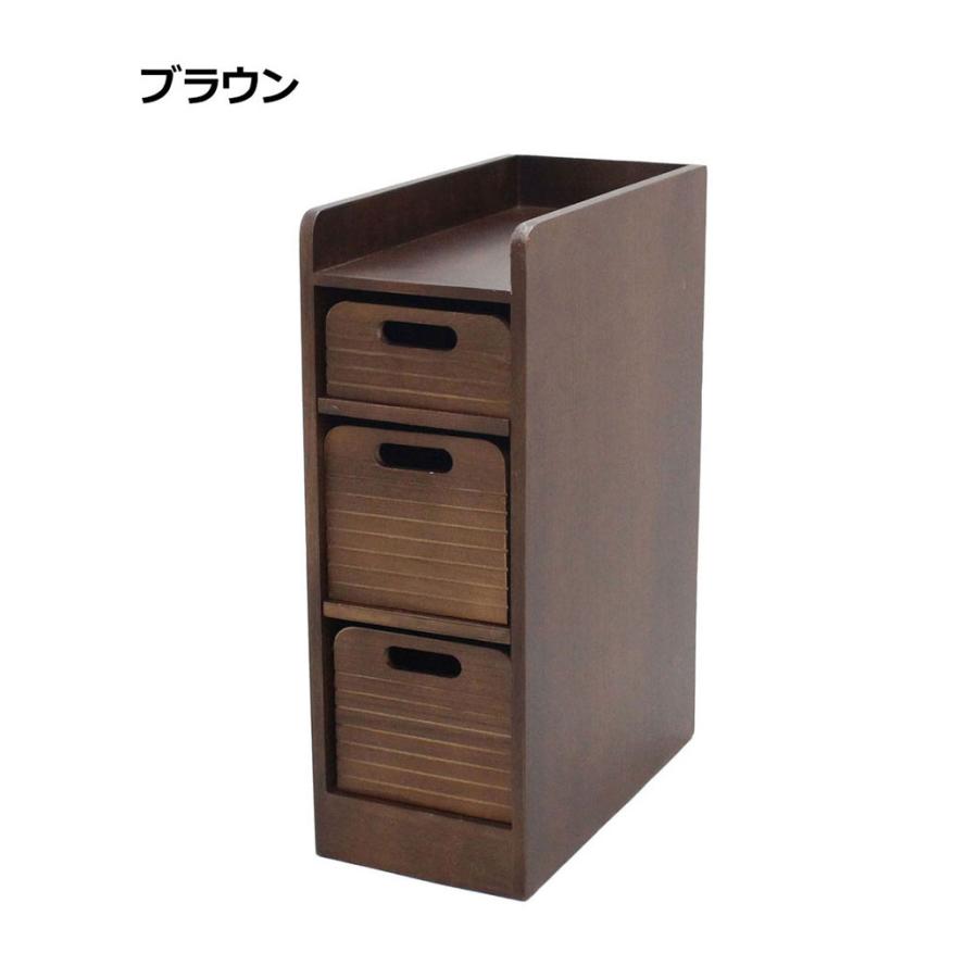 天然木桐材の軽量トレイワゴン 幅20×3段 完成品 隠しキャスター 収納