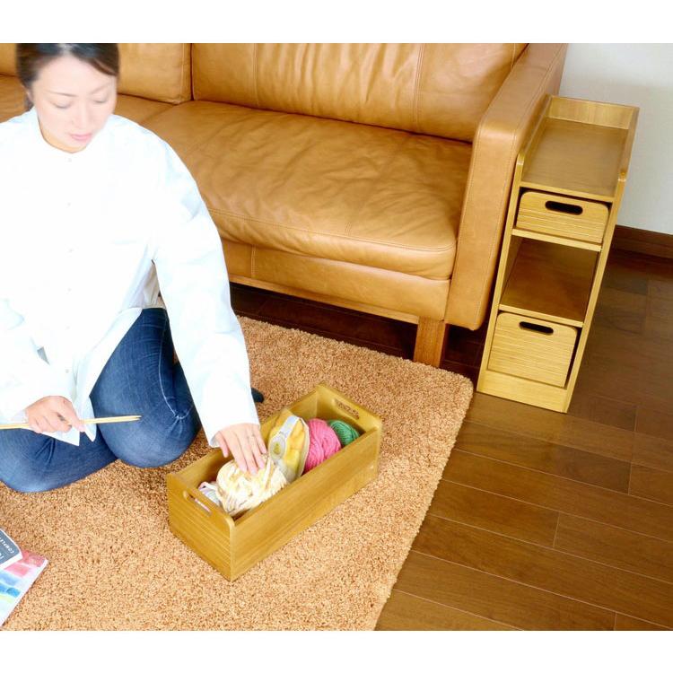 天然木桐材の軽量トレイワゴン 幅20×3段 完成品 隠しキャスター 収納