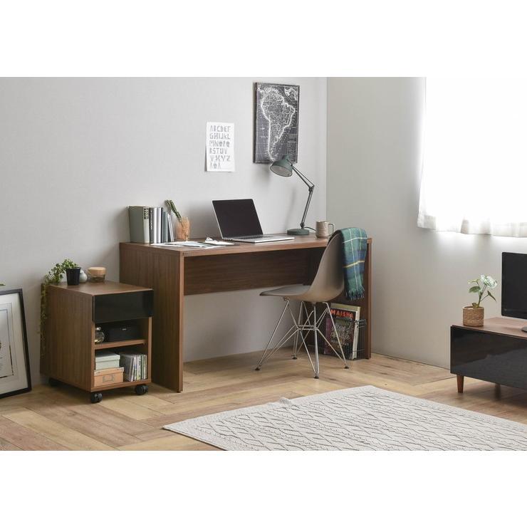 デスク 140cm幅 サイドチェスト オープン セット 机 テーブル オーク