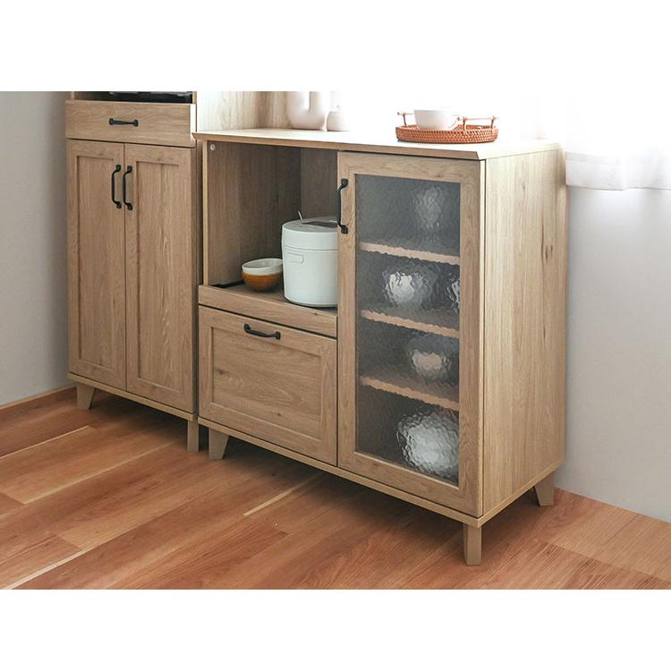リビストレンジボードRV90-90RB GN グレーナチュラル 幅90cm レンジボード 食器棚 レンジ台 キッチンカウンター キッチンボードの画像