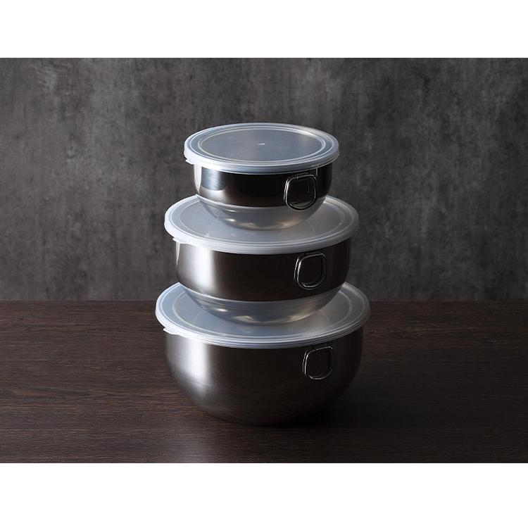 下村企販 日本製 フタ付きボウル 3サイズセット 14cm/18cm/20cm 燕三条
