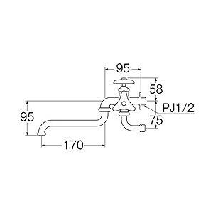 SANEI 二口自在水栓 E10A13 工事 照明用品 管工機材 混合栓 水栓 代引不可_1