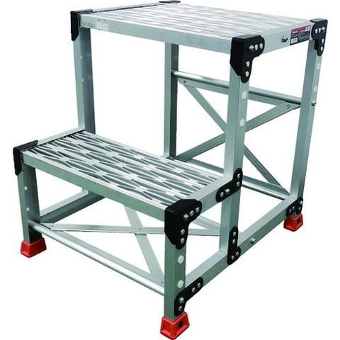 TRUSCO トラスコ 作業用踏台 アルミ製・グレーチング仕様 SUS金具 2段 高サ0.6m 天板500×400 TSFGR256 組立品 組立設置不可 代引不可