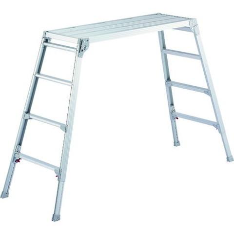 ハセガワ 脚部伸縮式アルミ足場台 101~124cm 天板幅広タイプ DRSW1200C
