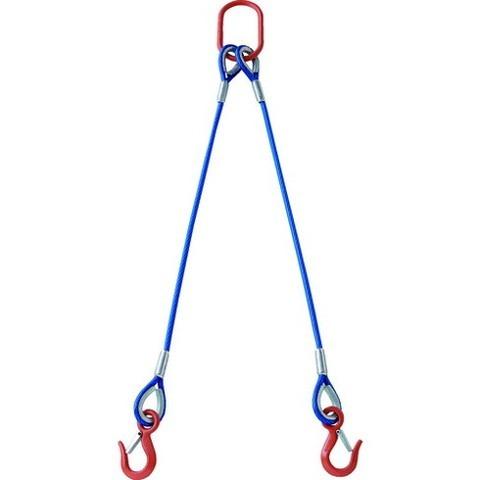 TRUSCO トラスコ 2本吊玉掛ワイヤーロープスリング カラー被覆付 アルミロックタイプ 青透明1.5M TWSP2P12S1.5 代引不可