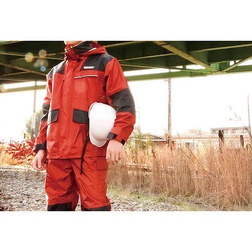 カジメイク 仕事合羽 オーロラレッド L KM00181L 保護具 作業服 雨具