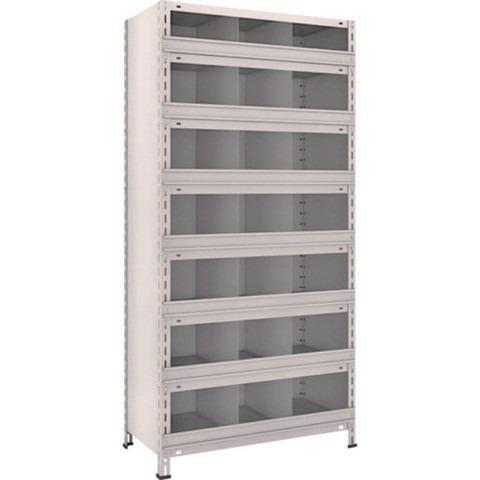 TRUSCO トラスコ 軽量棚 縦仕切前当付 875X450X1800 3列7段 ネオグレー 63X58 組立品 組立設置不可 代引不可